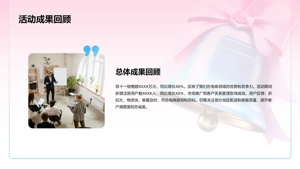 粉色3D创意酷炫双十一电商促销活动总结PPT模板