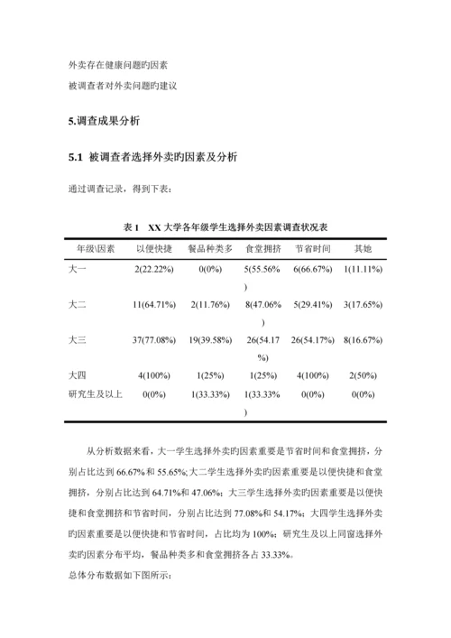 大学生外卖购买情况调查汇总报告.docx