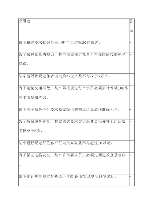有硬性条件的应用题