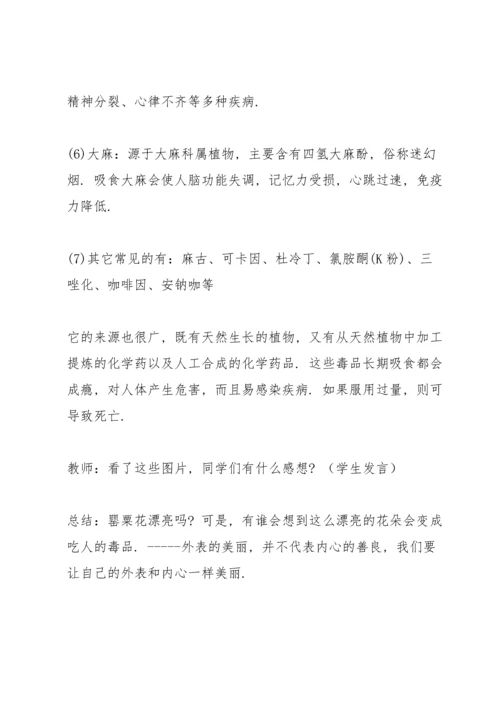 小学生禁毒教育教案小学禁毒教学教案.docx