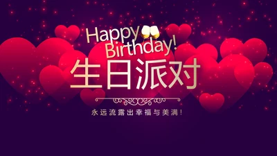 高端紫色生日快乐电子相册PPT