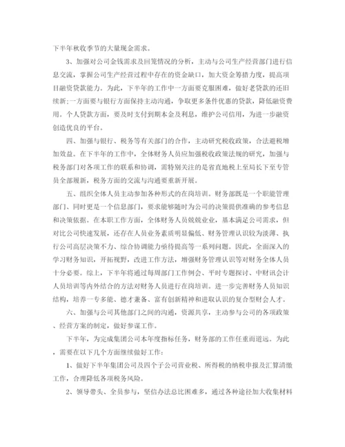 精编之公司财务部下半年工作计划范文精选.docx