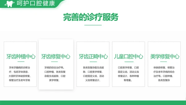 绿色简约牙科口腔工作总结动态PPT