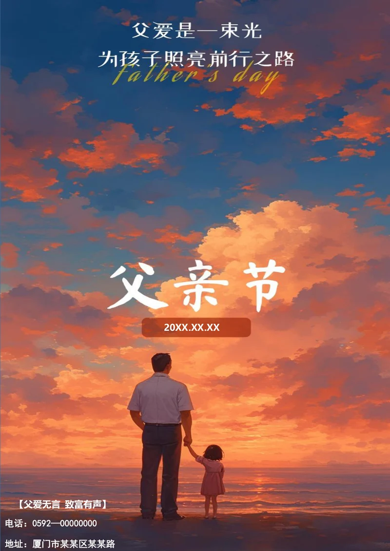 默默的父爱父亲节节日海报