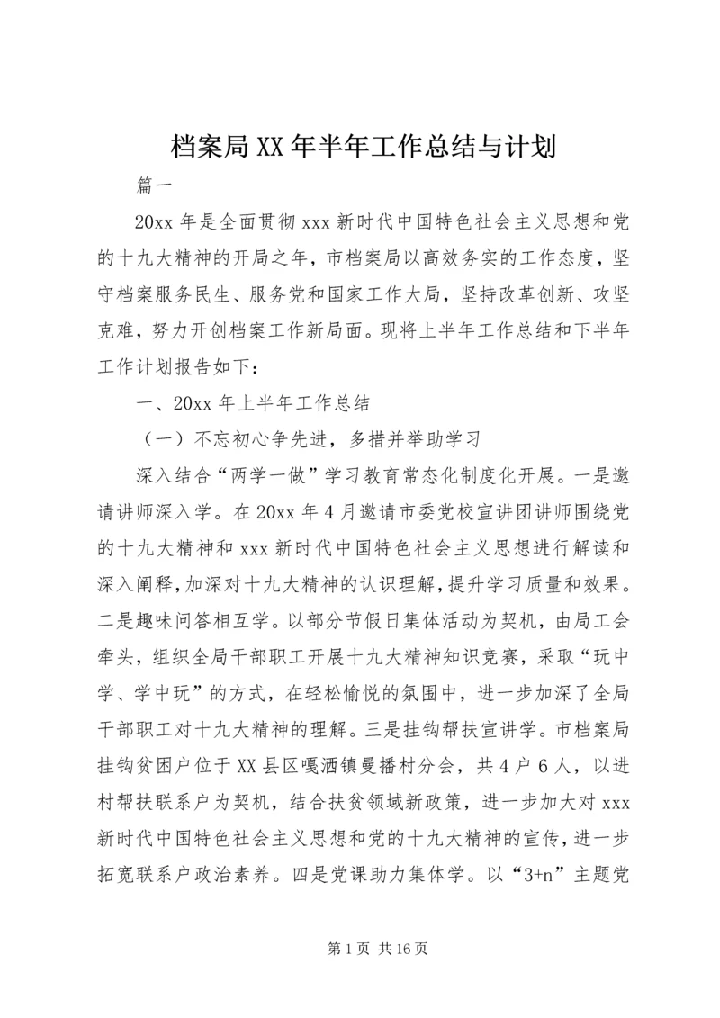 档案局XX年半年工作总结与计划.docx