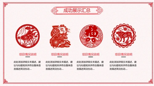 2021年牛年剪纸喜庆中国风年工作总结述职报告年终总结PPT