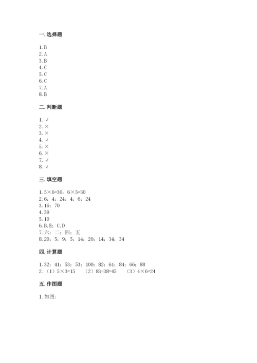 小学数学二年级上册期中测试卷含答案（精练）.docx