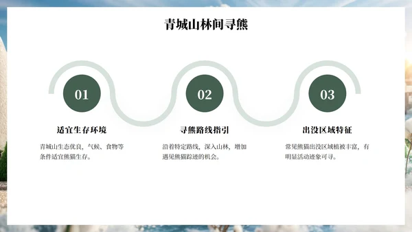 绿色插画毛毡风可爱熊猫城市旅游攻略PPT模板