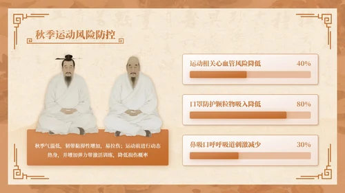 棕色中国风秋季养生讲座PPT模板