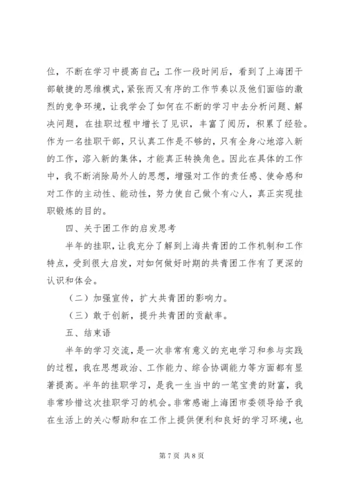 团县委书记赴上海团市委挂职学习总结.docx