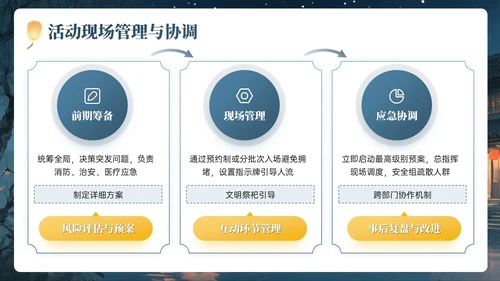 灰蓝黄色中国风中元节PPT模板