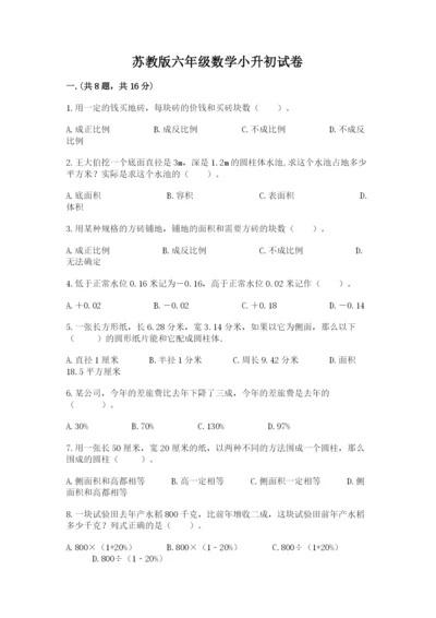 苏教版六年级数学小升初试卷及参考答案【轻巧夺冠】.docx