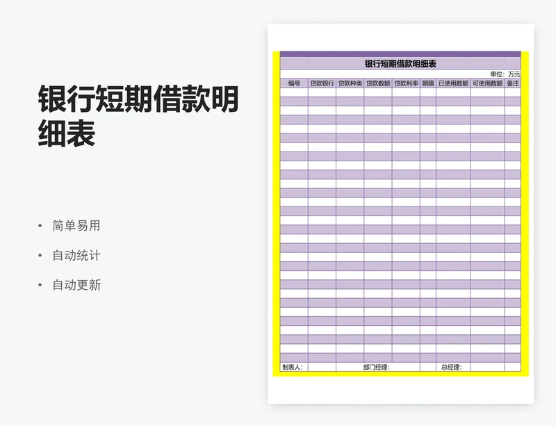 银行短期借款明细表