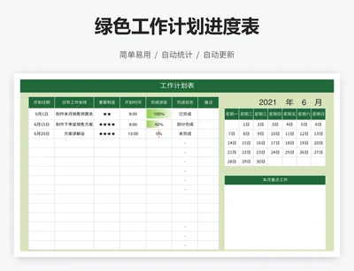绿色工作计划进度表
