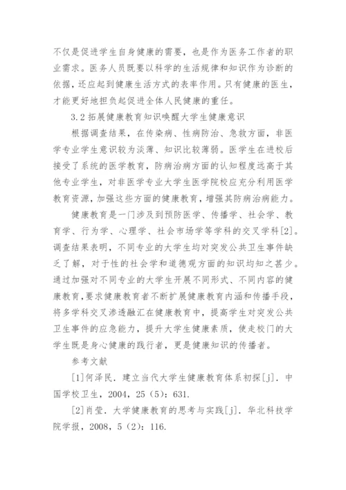 不同专业大学生健康教育现状调查分析的论文.docx