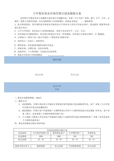 基金公司激励方案