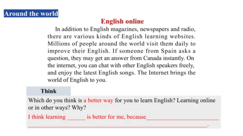 Unit 3 Language practice (2) & Around the world & 
