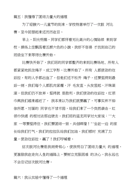 懂得道理的作文