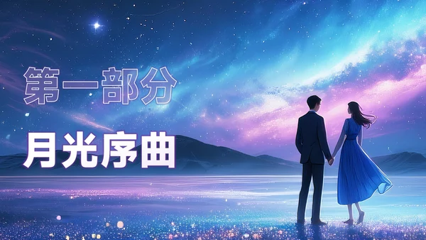 紫色创意风七夕文化月下告白余生多指教PPT模板