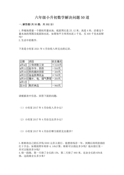 六年级小升初数学解决问题50道带答案（模拟题）.docx