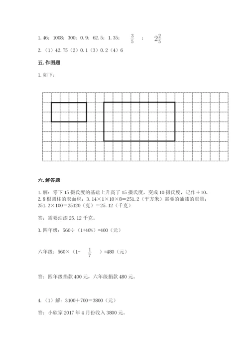 冀教版小学六年级下册数学期末综合素养测试卷精品（黄金题型）.docx