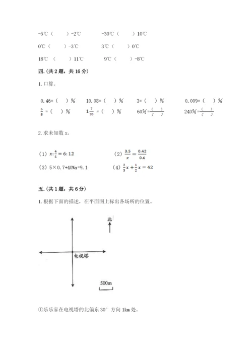 人教版六年级数学下学期期末测试题及参考答案（精练）.docx