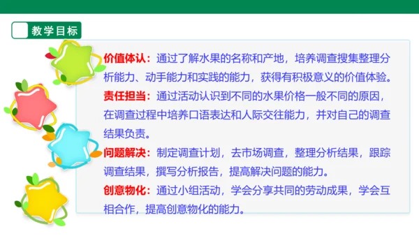 【人教版】《综合学习与实践》第12册   第12课 水果市场调查  课件