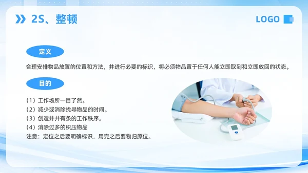 蓝色简约7S病房成果汇报PPT模板宣传PPT动态PPT管理