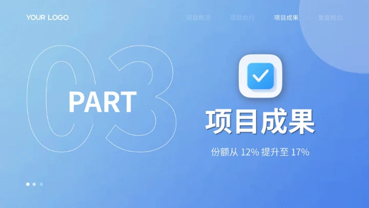 蓝色扁平风项目总结PPT模板