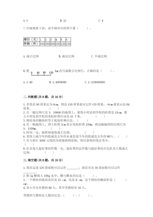 六年级下册数学期末测试卷附参考答案（巩固）.docx