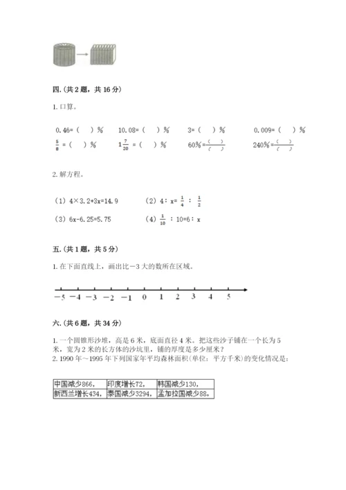 人教版六年级数学下学期期末测试题附完整答案【有一套】.docx