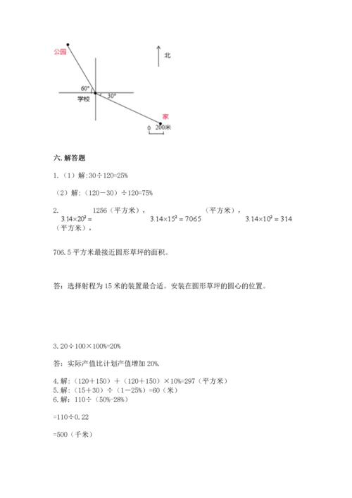 人教版六年级上册数学期末测试卷带答案（精练）.docx