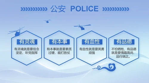 蓝色大气民警简历面试自我介绍动态PPT