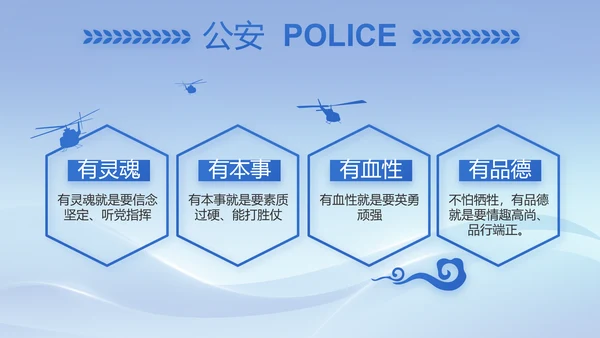蓝色大气民警简历面试自我介绍动态PPT