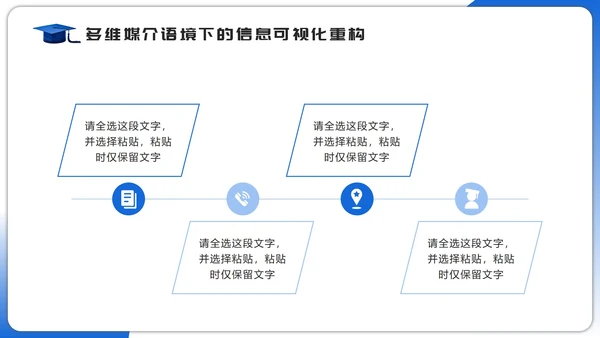 蓝色简约几何学士帽大学生毕业设计答辩PPT模板