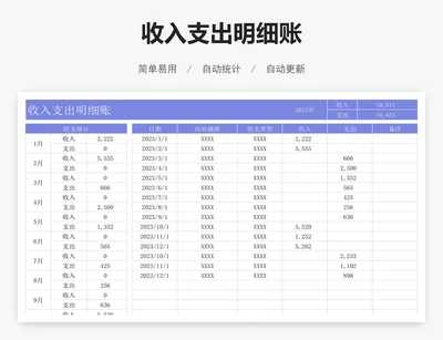 收入支出明细账