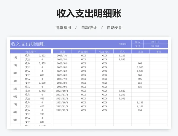 收入支出明细账