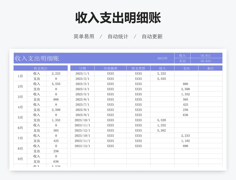 收入支出明细账