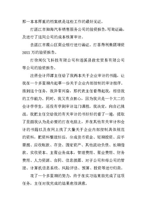 会计师事务所实习报告总结3000字