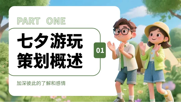 绿色3D风情侣大自然游玩策划攻略PPT