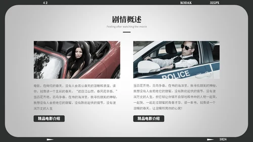 黑白简约风电影介绍电影观后感电影推荐电影分享ppt模板