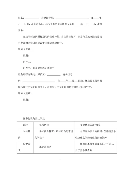 公司竞业限制协议