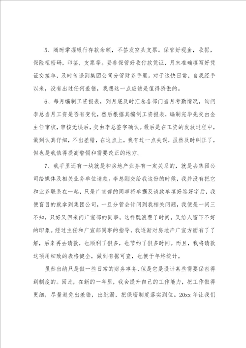 出纳年度考核表个人总结