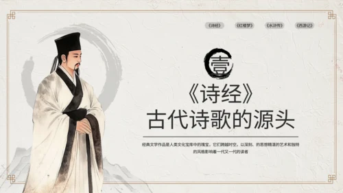 黄色中国风经典文学作品赏析PPT