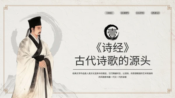 黄色中国风经典文学作品赏析PPT