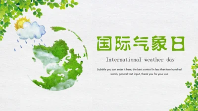 绿色地球世界气象日气侯问题动态通用PPT模板