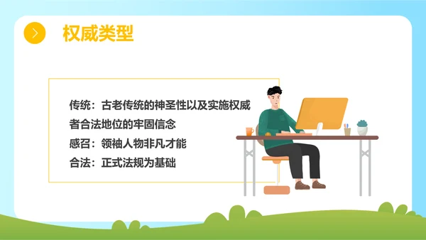 蓝色简约插画组织社会学理论主题PPT模板政务服务