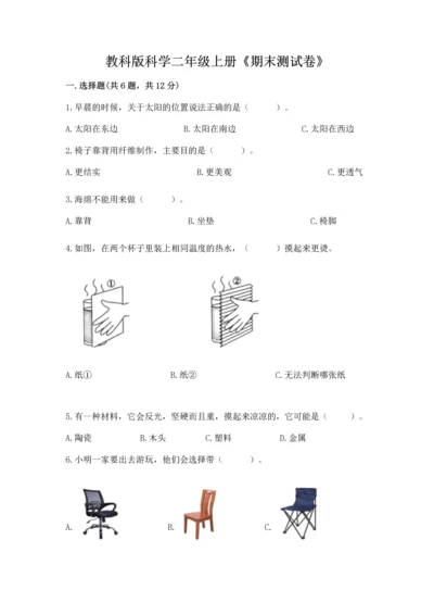 教科版科学二年级上册《期末测试卷》及1套参考答案.docx