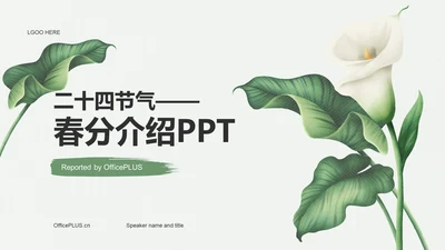 绿色简约插画二十四节气春分介绍PPT