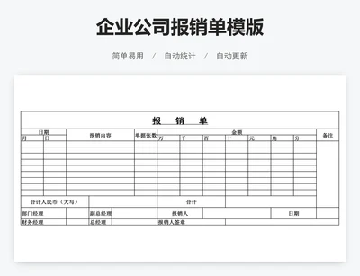 企业公司报销单模版